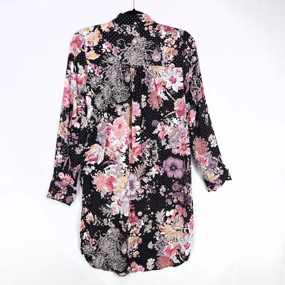 Anthropologie Maeve Autumnal Tunic Top Size XS Button Up Oversized Floral Boho - Picture 3 of 15